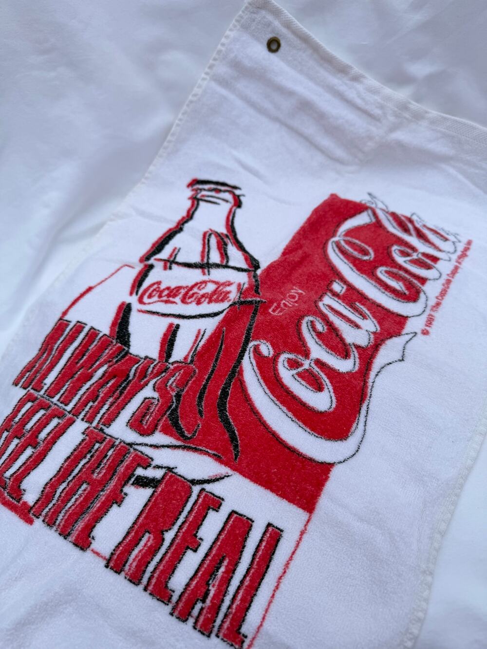 Vintage 1997 Coca-Cola Golf Towel Always Feel The Real 90s Caddie Towel